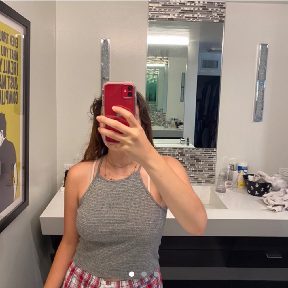 brandy melville high neck gray tank top